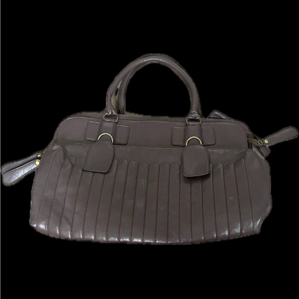 Classic purple Real Leather Handbag